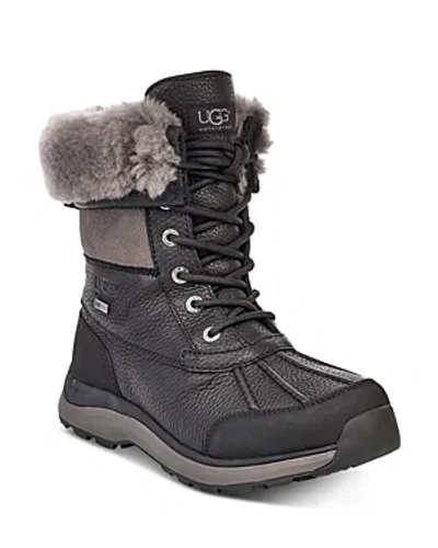 Ugg Women's Adirondack Round Toe Leather & Suede Waterproof Booties In Black