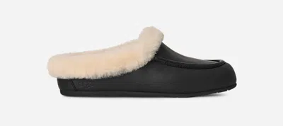 Ugg ® Women's Ansley Mule Leather Sheepskin Slippers In Black In Animal Print