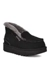 Ugg Wansley Womens Solid Faux Suede Slip-on Sneakers In Black