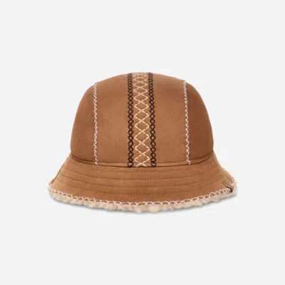 Ugg ® Women's Atherson Embroidered Hat Sheepskin In Chestnut In Brown