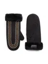 Ugg Women's Atherson Embroidered Sheepskin Mittens In Blue