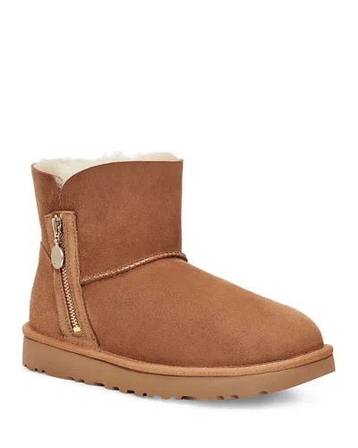 Ugg Women's Bailey Zip Shearling Lined Mini Boots In Chestnut