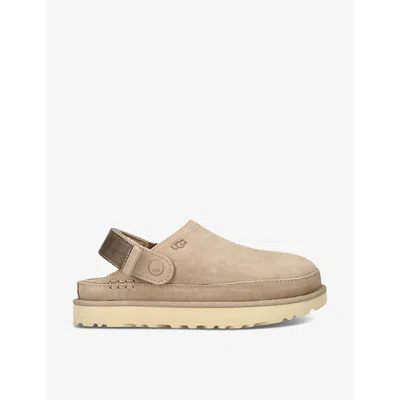 UGG WOMENS BEIGE GOLDENSTAR ADJUSTABLE-STRAP SUEDE CLOGS EUR 37 / 4 UK