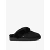 Ugg Womens Black Classic Ii Branded Suede Slippers In Black