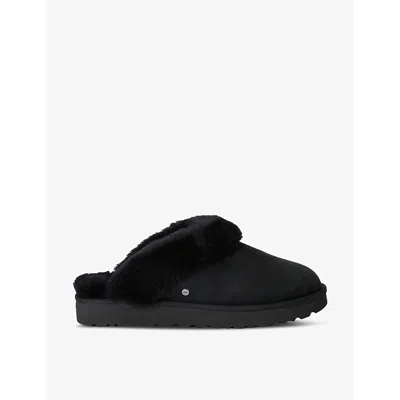 Ugg Womens Black Classic Ii Branded Suede Slippers