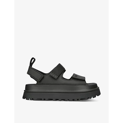 UGG WOMENS BLACK GOLDENGLOW ADJUSTABLE-STRAP WOVEN SANDALS EUR 40 / 7 UK