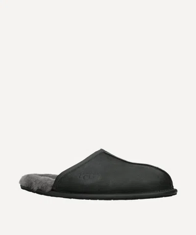 Ugg Women's Black Leather Scuff Slippers