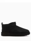 Ugg Black Suede Classic Ultra Mini Ankle Boots In Black