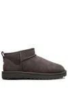 Ugg Dark Grey Suede Classic Ultra Mini Ankle Boots In Gray