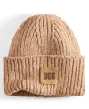 Ugg Women's Chunky Rib-knit Logo-patch Beanie In Camel