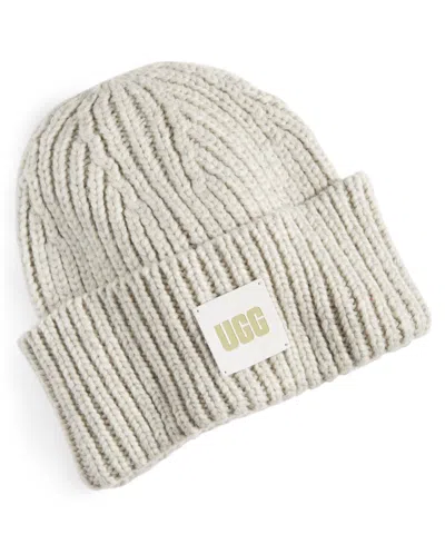 Ugg Women's Chunky Rib-knit Logo-patch Beanie In White