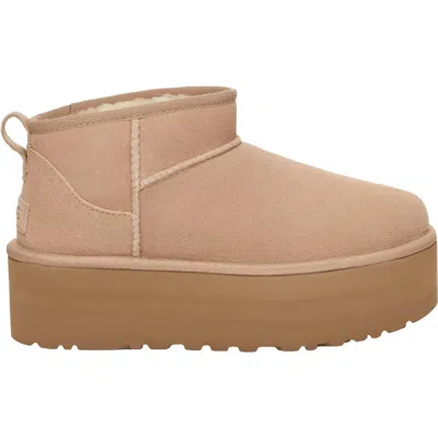 UGG WOMEN'S CLASSIC MINI PLATFORM BOOTS IN SAND