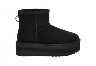 Ugg Classic Mini Platform Black Ankle Boots With Platform In Suede Woman