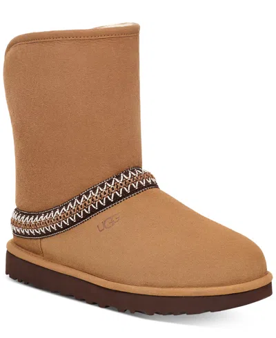 Ugg Crescent Suede Short Classic Boots In Chestnut