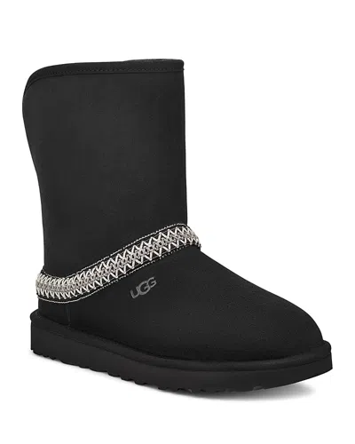 Ugg Classic Short Crescent Womens Suede Pull On Winter Boots In Black