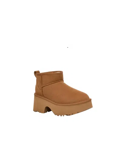 Ugg Women Classic Ultra Mini New Heights Boots In Chestnut In Pink