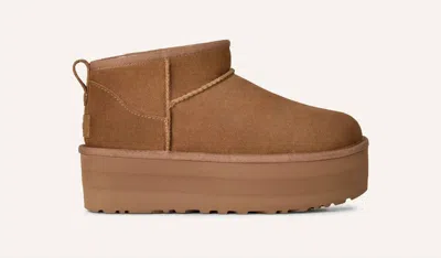 UGG WOMEN'S CLASSIC ULTRA MINI PLATFORM BOOT IN CHESTNUT