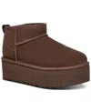 Ugg Mini Classic Platform Suede Ankle Boots In Burnt Cedar
