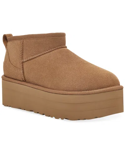 Ugg Women's Classic Ultra Mini Platform Booties In Chestnut