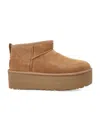 Ugg Classic Ultra Mini Platform Leather Boots In Brown