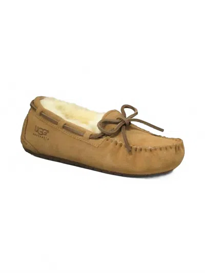 Ugg Women's Dakota Shearling Logo Slippers In Chestnut In Brown
