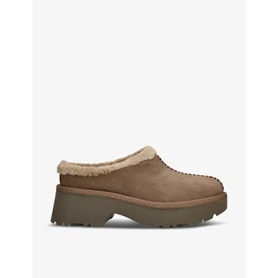 Ugg Womens Dark Brown New Height Cozy Suede And Shearling Clogs Eur 40 / 7 Uk