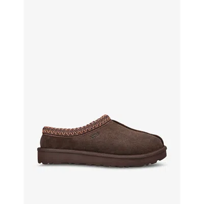 UGG WOMENS DARK BROWN TASMAN BRAIDED SUEDE SLIPPERS EUR 41 / 8 UK