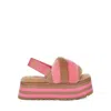 UGG WOMEN'S DISCO STRIPE SLIDE IN CHESTNUT/PINK ROSE