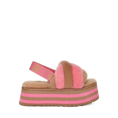 Ugg Women's Disco Stripe Slide In Chestnut/pink Rose