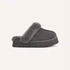 Ugg Disquette Shearling Platform Slippers In Gray