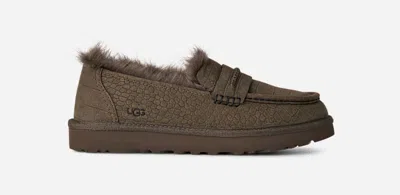 Ugg ® Women's Ellis Embossed Loafer Sheepskin Shoes In Dense Smoke In Burgundy