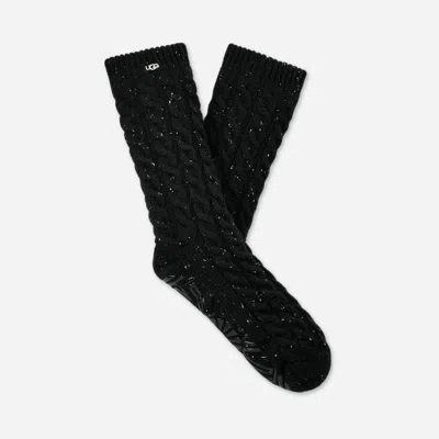 Ugg ® Women's Elowyn Cable Knit Fleece Lined Acrylic Blend In Black Confetti