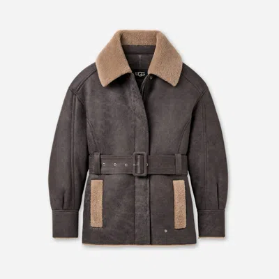 Ugg ® Women's Ensily Belted Jacket In Obsidian In Brown