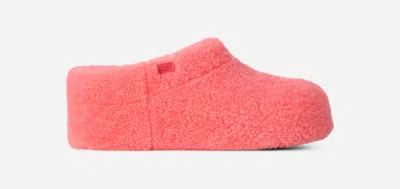 Ugg ® Women's Enwrap Fluffed Clog Sheepskin In Orange Gerbera