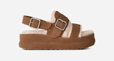 Ugg ® Women's Enwrap Sandal Sheepskin In Chestnut In Brown