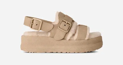 Ugg ® Women's Enwrap Sandal Sheepskin In Mustard Seed In Neutral