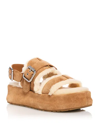 Ugg Women's Enwrap Shearling Sandals In Brown