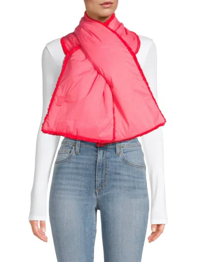 Ugg Women's Faux Fur Trim Puffer Scarf In Cosmo Pink