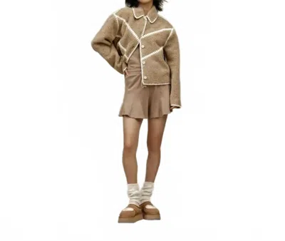 Ugg Ellison Fluff Shell Fleece Jacket In Brown