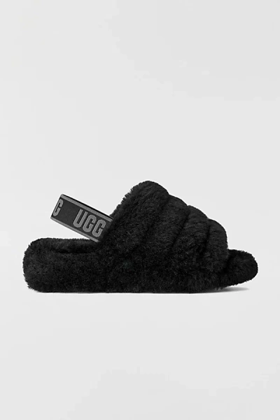 Ugg Women's Fluff Yeah Slide Slipper In Black/dark Shadow, Women's At Urban Outfitters