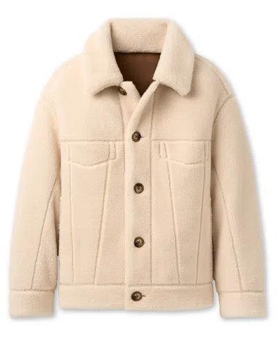 Ugg Women's Frankie Collared Neck Reversible Trucker Jacket In White
