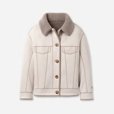 Ugg ® Women's Frankie Reversible Trucker Jacket In Bluff/oyster In White