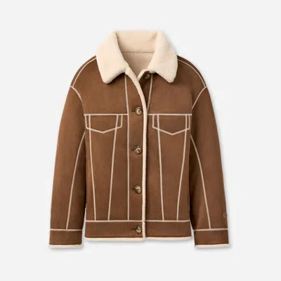 Ugg ® Women's Frankie Reversible Trucker Jacket In Dark Chestnut/cream