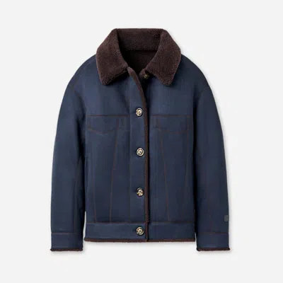 Ugg ® Women's Frankie Reversible Trucker Jacket In Mariner/dark Caramel In Blue