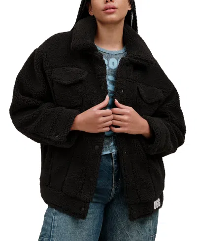 Ugg Women's Frankie Sherpa Fleece Trucker Jacket In Black