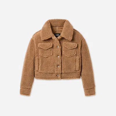 Ugg ® Women's Frankie Short Trucker Jacket Fleece In Chestnut