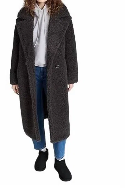 Ugg Women's Gertrude Long Teddy Coat In Black In Blue