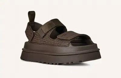 Ugg Goldenglow Embossed Platform Sandals In Brown