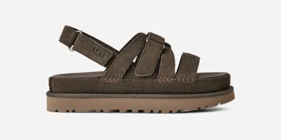 UGG ® WOMEN'S GOLDENSTAR GLEAM SUEDE SANDALS IN DENSE SMOKE