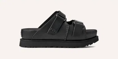 UGG WOMEN'S GOLDENSTAR HI LEATHER SANDAL IN BLACK
